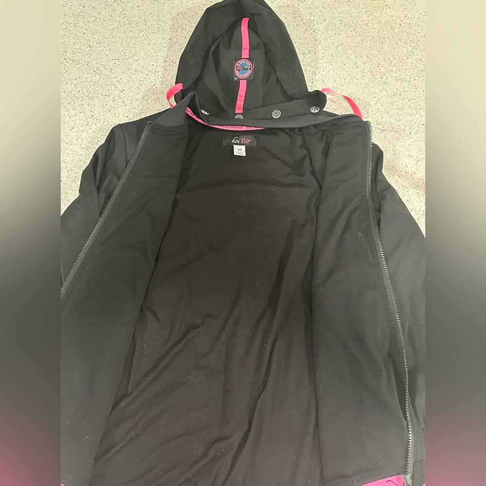 Koi Lite Scrub Jacket Black and Pink Women's Removable Hood XS - Picture 9 of 11